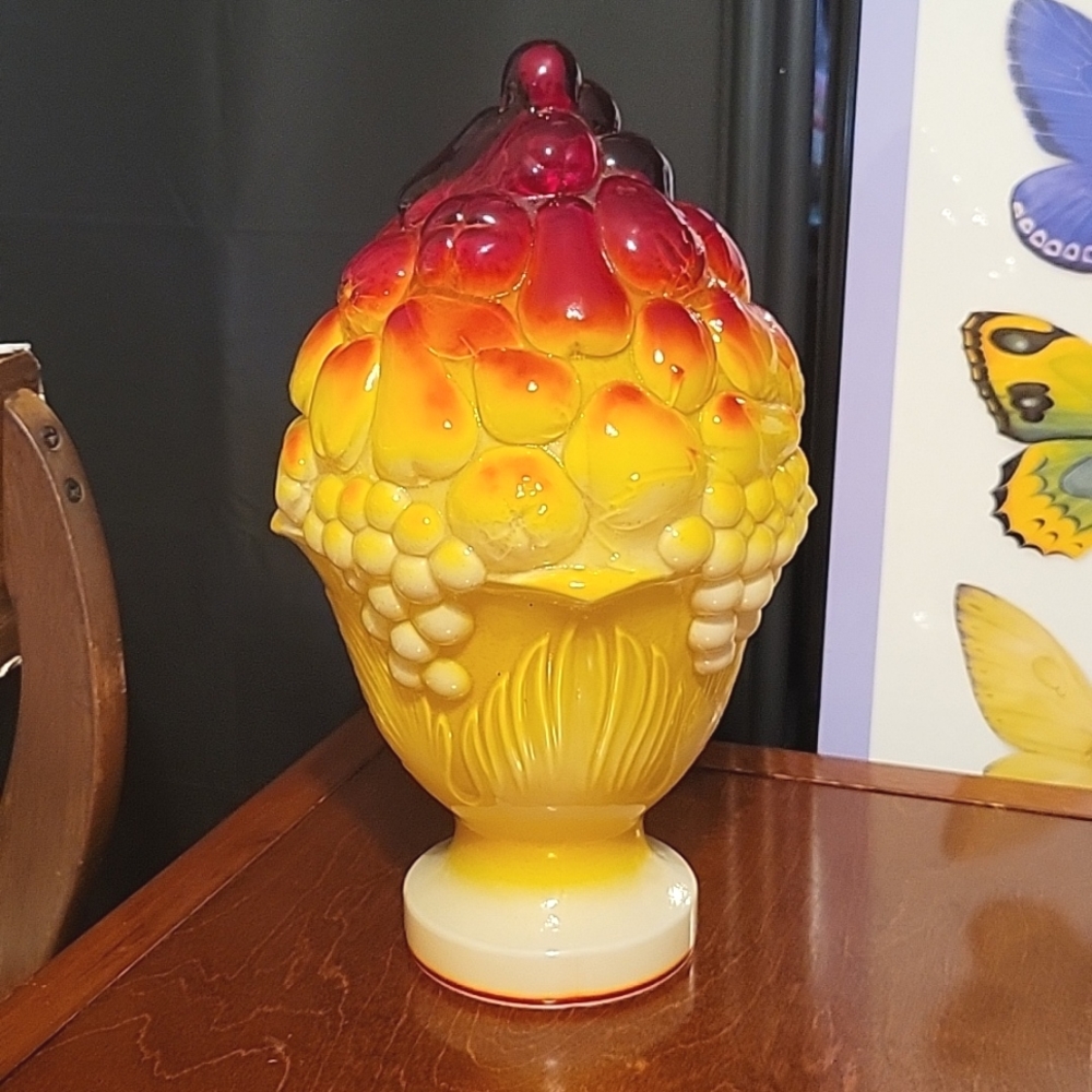 Gorgeous Vintage Murano Lamp Shade/Globe in Vibrant Fruit Basket Design